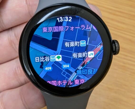 Google Pixel WatchでGoogleマップを表示させている画像