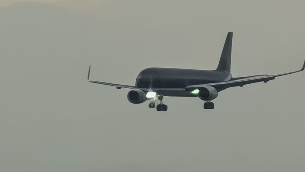 飛行機を100倍ズームで撮影した写真
